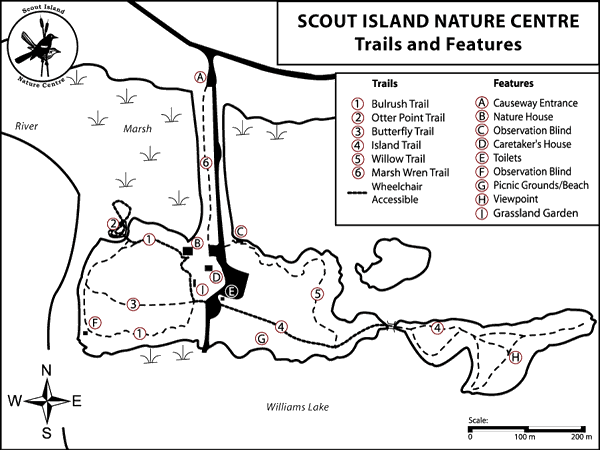 Trail map of Scout Island Nature Centre